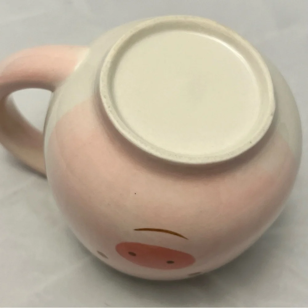 Hand-painted Pink Pig Coffee Mug, Unmarked, EUC